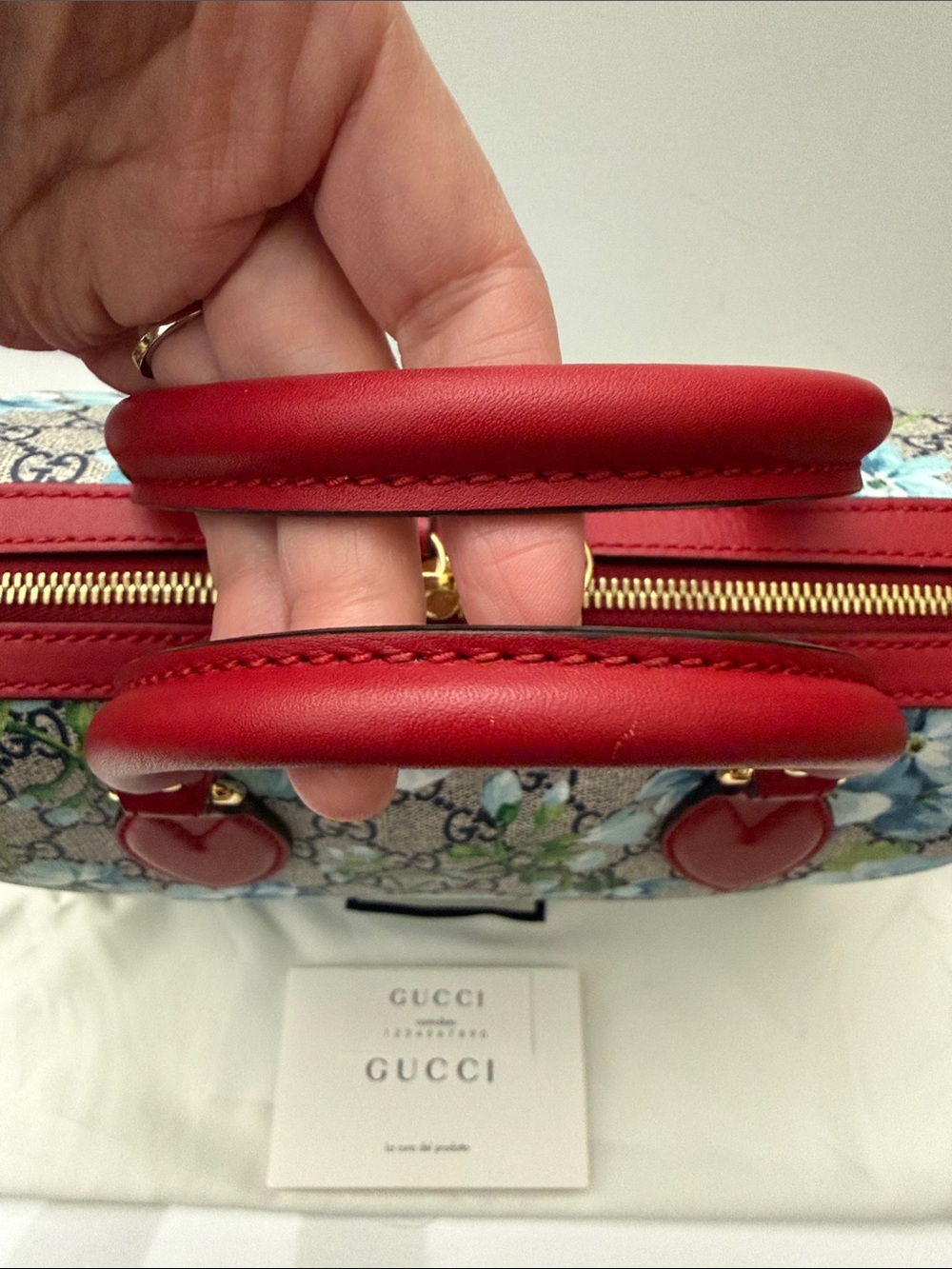 Gucci Blue Bloom GG Coated Canvas Small Boston Handbag 546314 - Picture 7 of 15